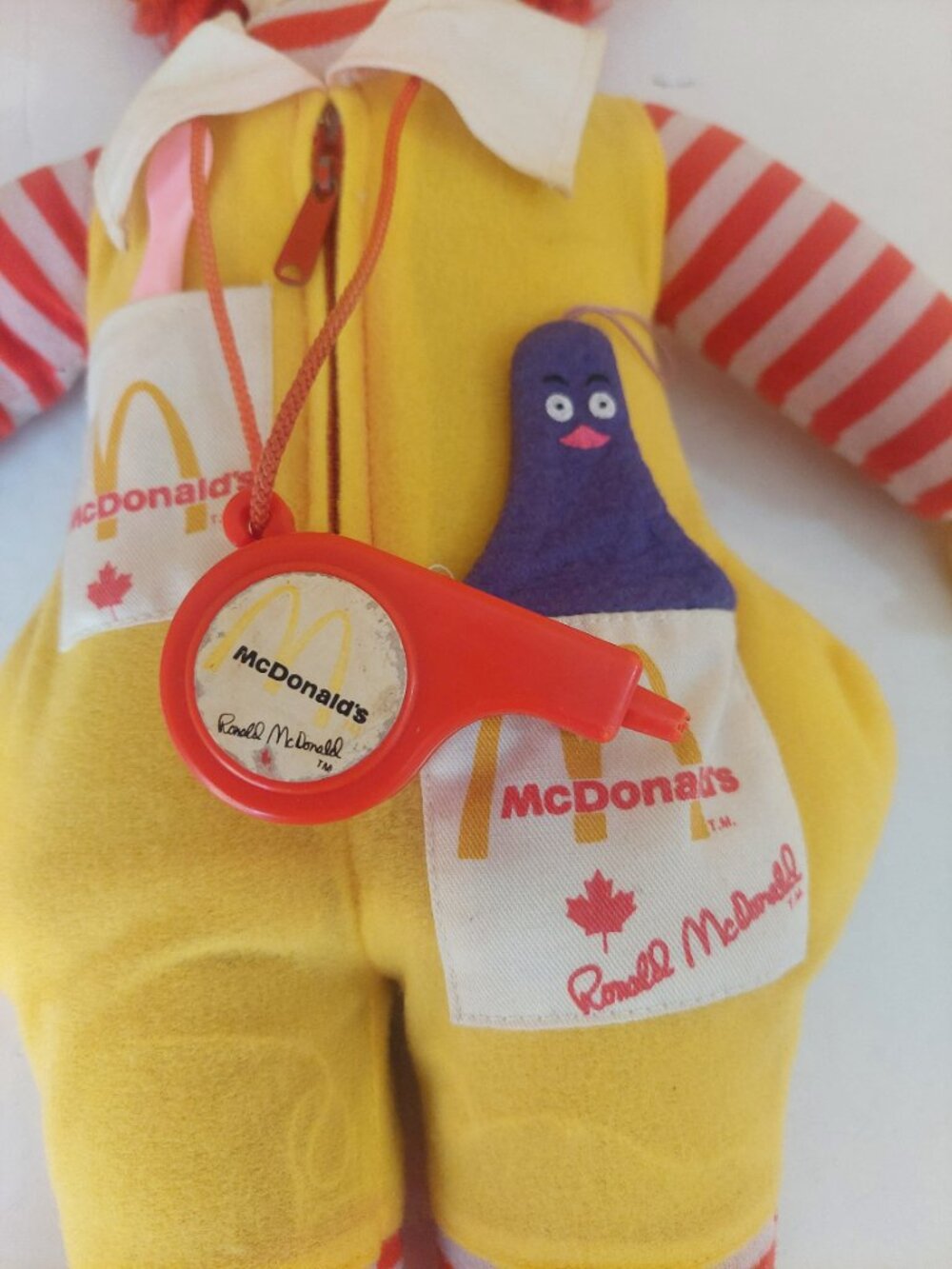 McDonald's Vintage 1978 Ronald McDonald Clown Plush Toy Doll Made in Canada - Picture 6 of 11